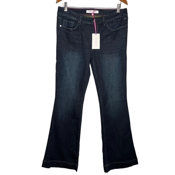 NWT Isaac Mizrahi Sienna fit & flare dark wash blue jeans Women’s Sz 10 - Picture 1 of 6